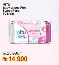Promo Harga MITU Baby Wipes Ganti Popok Pink Sweet Rose 50 pcs - Indomaret