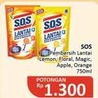 Promo Harga SOS Pembersih Lantai Lemon Twist, Floral Breeze, Magic Violet, Apple, Orange 750 ml - Alfamidi