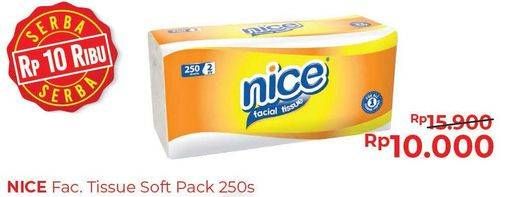 Promo Harga NICE Facial Tissue Softpack Non Parfum 250 pcs - Alfamart