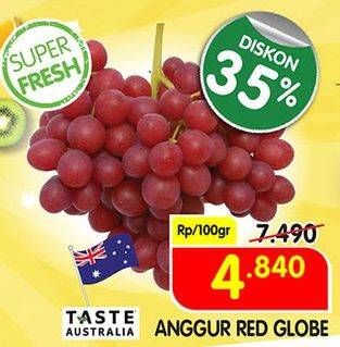 Promo Harga Anggur Red Globe per 100 gr - Superindo