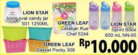 Promo Harga LION STAR Luxor Oval Candy Jar/GREEN LEAF Cetakan Kue Chef/LION STAR Botol Air  - Giant