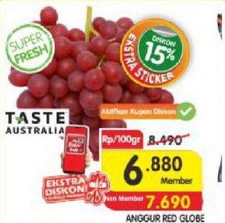 Promo Harga Anggur Red Globe per 100 gr - Indomaret