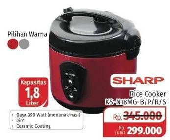 Promo Harga SHARP KS-N18MG | Rice Cooker 1.8ltr BL, PK, All Variants, SL  - Lotte Grosir