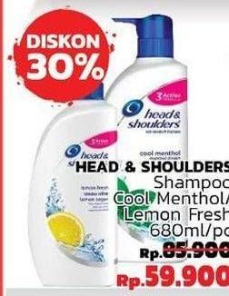 Promo Harga HEAD & SHOULDERS Shampoo Cool Menthol, Lemon Fresh 680 ml - LotteMart