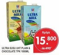 Promo Harga ULTRA MILK Susu UHT Plain, Coklat 1000 ml - Superindo