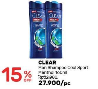 Promo Harga CLEAR Men Shampoo Cool Sport Menthol 160 ml - Guardian