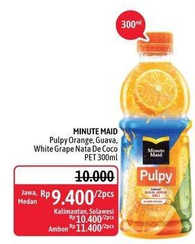 Promo Harga MINUTE MAID Juice Pulpy Pulpy Orange, Guava, White Grape With Nata De Coco Bits per 2 botol 300 ml - Alfamidi