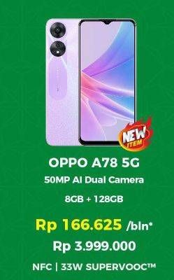 Promo Harga Oppo A78 5G 8 GB + 128 GB  - Erafone