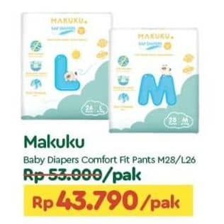 Promo Harga Makuku Comfort Fit Diapers Pants M28, L26 26 pcs - TIP TOP