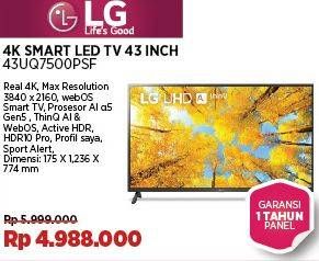 Promo Harga LG UQ7500 UHD TV 43UQ7500PSF 43 Inch  - COURTS