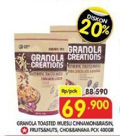 Promo Harga HUNDRED SEEDS Granola Creations Cinnamon Raisin, Tropical Fruit Nuts 400 gr - Superindo