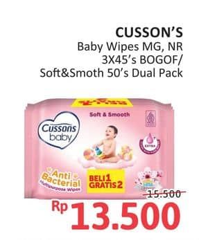 Promo Harga Cussons Baby Wipes Mild Gentle, Naturally Refreshing, Soft Smooth 50 sheet - Alfamidi