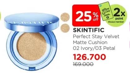 Promo Harga Skintific Perfect Stay Velvet Matte Cushion 02 Ivory, 03 Petal 11 ml - Watsons