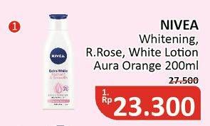 Promo Harga NIVEA Body Lotion Whitening, R. Rose, Aura Orange 200 ml - Alfamidi