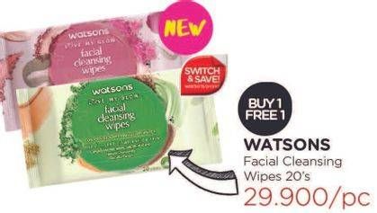 Promo Harga WATSONS Facial Cleansing Wipes 20 pcs - Watsons