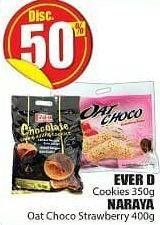 Promo Harga EVER D Cookies 350 g/ NARAYA Oat Choco Strawberry 400 g  - Hari Hari