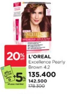 Promo Harga Loreal Excellence Creme 4.2 Pearly Brown  - Watsons