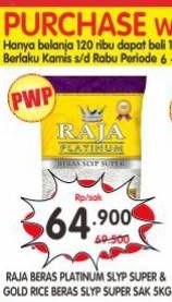 Promo Harga Raja Platinum Beras Slyp Super/Gold Rice Rice Premium   - Superindo