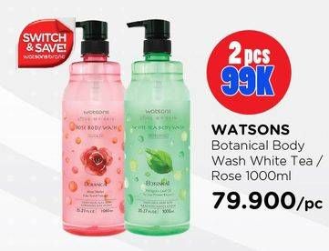 Promo Harga WATSONS Botanical Shower Rose, White Tea 1000 ml - Watsons