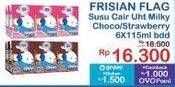 Promo Harga Frisian Flag Susu UHT Milky Zuzhu Zazha Chocolate, Strawberry per 6 tpk 115 ml - Indomaret