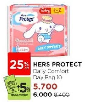 Promo Harga Hers Protex Daily Comfort Wing 23, 5cm 10 pcs - Watsons