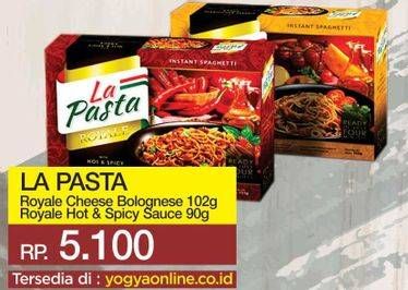 Promo Harga LA PASTA Royale Spaghetti Cheese Bolognese 102gr/Royale Hot&Spicy Sauce 90gr  - Yogya