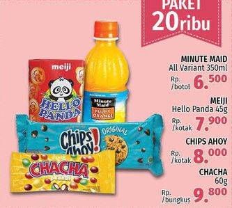 Promo Harga Paket 20rb ( Minute Maid + Meiji hello panda + chips ahoy + chacha )  - LotteMart