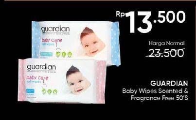 Promo Harga Guardian Baby Wipes Fragrance Free, Scented 50 pcs - Guardian