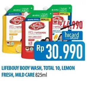 Promo Harga Lifebuoy Body Wash Total 10, Lemon Fresh, Mild Care 825 ml - Hypermart