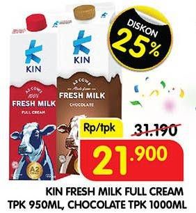 Promo Harga KIN Fresh Milk Full Cream, Chocolate 950 ml - Superindo