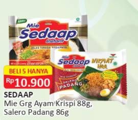 Promo Harga SEDAAP Mie Goreng Ayam Krispi, Salero Padang 86 gr - Alfamart