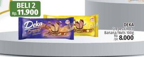 Promo Harga DUA KELINCI Deka Crepes Choco Banana, Choco Nut 100 gr - LotteMart