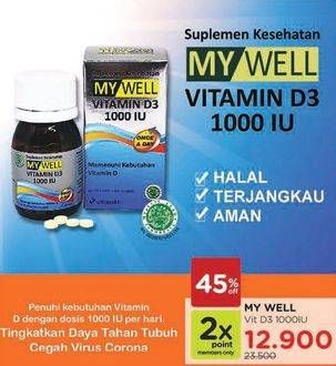 Promo Harga MY WELL Vitamin D3 1000 IU 20 pcs - Watsons