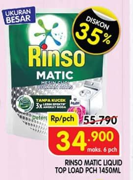 Promo Harga Rinso Detergent Matic Liquid Top Load 1450 ml - Superindo