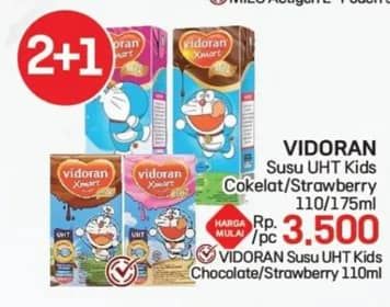 Promo Harga Vidoran Kids Milk UHT Coklat, Stroberi 115 ml - LotteMart