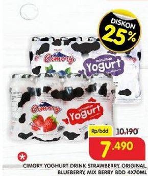 Promo Harga CIMORY Yogurt Drink Mixed Berry, Strawberry, Blueberry per 4 botol 70 ml - Superindo