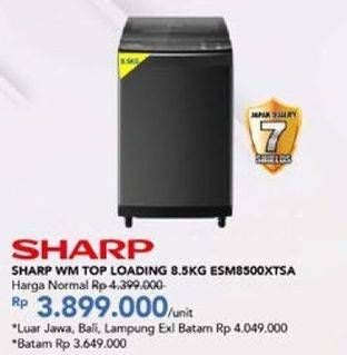 Promo Harga SHARP ES-M8500XTSA | Washing Machine Top Load  - Carrefour