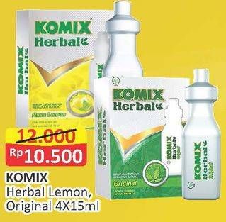 Promo Harga KOMIX Herbal Obat Batuk Lemon, Original per 4 pcs 15 ml - Alfamart