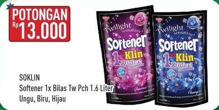 Promo Harga SO KLIN Softener Twilight Sensation Purple, Blue, Hijau 1600 ml - Hypermart