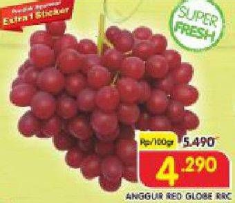 Promo Harga Anggur Red Globe RRC per 100 gr - Superindo