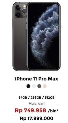 Promo Harga APPLE iPhone 11 Pro Max | Layar Super Retina XDR OLED 6.5 inci - Kamera 12MP  - Erafone
