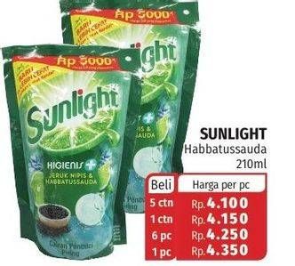 Promo Harga SUNLIGHT Pencuci Piring Higienis Plus Jeruk Nipis Habbatussauda 210 ml - Lotte Grosir