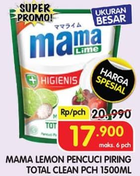 Promo Harga Mama Lemon Cairan Pencuci Piring Total Clean 1600 ml - Superindo