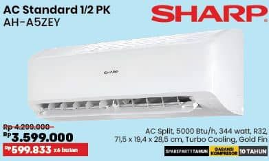 Promo Harga Sharp AH-A5ZEY | AC Standard 1/2PK  - COURTS