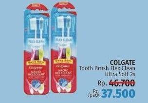 Promo Harga COLGATE Toothbrush Flex Clean 2 pcs - LotteMart