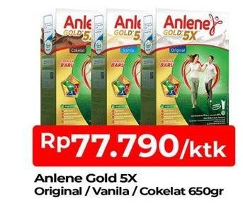 Promo Harga ANLENE Gold Plus 5x Hi-Calcium Coklat, Original, Vanila 650 gr - TIP TOP