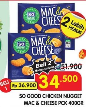 Promo Harga So Good Chicken Nugget Mac Cheese 400 gr - Superindo