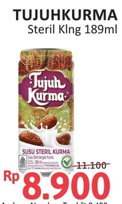 Promo Harga Tujuh Kurma Susu Steril Kurma 200 ml - Alfamidi