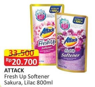 Promo Harga ATTACK Fresh Up Softener Sakura, Dazzling Lilac 800 ml - Alfamart
