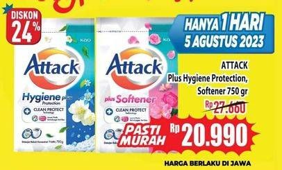 Promo Harga Attack Detergent Powder Hygiene Plus Protection, Plus Softener 800 gr - Hypermart